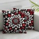 Ulloord Throw Pillow Covers Black Red White Daisy Flower Floral Art Print Square Pillowcase for Home Decor Sofa Car Bedroom Pillow case