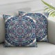 Ulloord Throw Pillow Covers Beautiful Blue Square Pillowcases for Home Decor Sofa Car Bedroom Floral Ethnic Watercolor Painting Pillow Cases