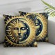 Ulloord Sun and Moon Stars Throw Pillow Covers Gold Blue Art Painting Square Pillowcases for Home Decor Sofa Car Bedroom Pillow case