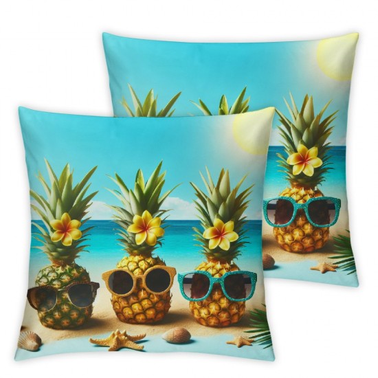 Ulloord Throw Pillow Covers Sunglasses Beach Flowers Square Pillowcase for Home Decor Sofa Car Bedroom Pillow case