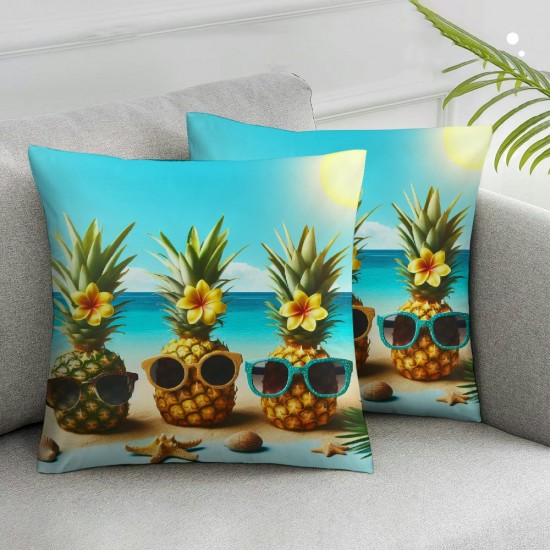 Ulloord Throw Pillow Covers Sunglasses Beach Flowers Square Pillowcase for Home Decor Sofa Car Bedroom Pillow case