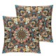 Ulloord Throw Pillow Covers Colorful Flowers Square Pillowcases for Home Decor Sofa Car Bedroom Ethnic Mandala Painting Pillow Cases