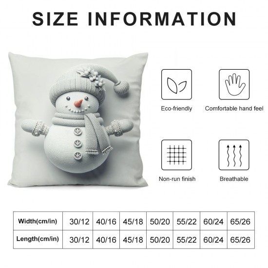 Ulloord Throw Pillow Covers White Smiling Snowman Square Pillowcases for Home Decor Sofa Car Bedroom Winter Falling Snowflakes Creative Design Pillow Cases