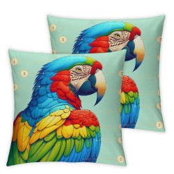 Ulloord Throw Pillow Covers Rainforest Parrot Bird Forest Nature Animal Trees Design Square Pillowcases for Home Decor Sofa Car Bedroom Pillow Cases