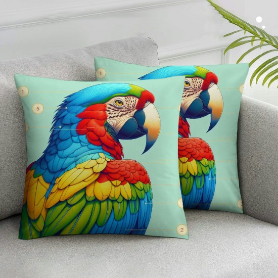 Ulloord Throw Pillow Covers Rainforest Parrot Bird Forest Nature Animal Trees Design Square Pillowcases for Home Decor Sofa Car Bedroom Pillow Cases