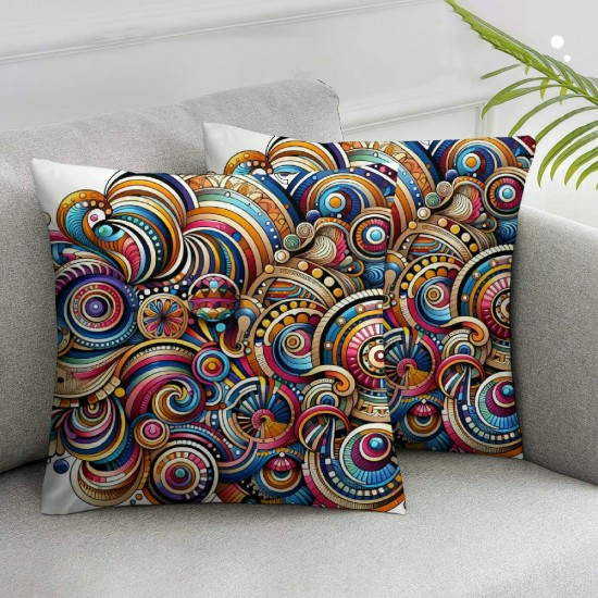 Ulloord Throw Pillow Covers Colorful Flowers Square Pillowcases for Home Decor Sofa Car Bedroom Geometric Pattern Painting Pillow Cases