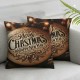 Ulloord Throw Pillow Covers Merry Christmas Square Pillowcases for Home Decor Sofa Car Bedroom Silver Gold Balls Rustic Farmhouse Plank Wooden Design Pillow Cases