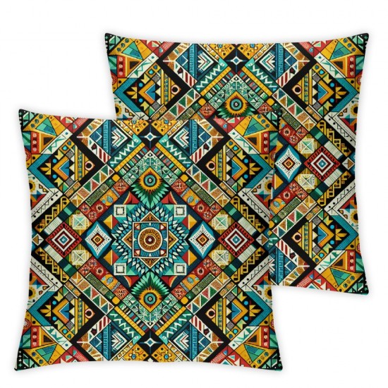 Ulloord Throw Pillow Covers Colorful Geometric Pattern Design Square Pillowcases for Home Decor Sofa Car Bedroom Vintage Ethnic Style Creative Painting Pillow Cases