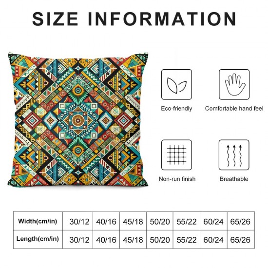 Ulloord Throw Pillow Covers Colorful Geometric Pattern Design Square Pillowcases for Home Decor Sofa Car Bedroom Vintage Ethnic Style Creative Painting Pillow Cases