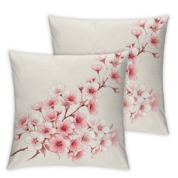 Ulloord Throw Pillow Covers Pink Sakura Blossom Japanese Flowers Spring Square Pillowcase for Home Decor Sofa Car Bedroom Pillow case