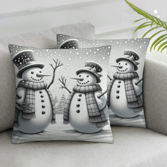 Ulloord Throw Pillow Covers Cute Snowman Love Square Pillowcase for Home Decor Sofa Car Bedroom Pillow case