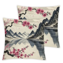 Ulloord Throw Pillow Covers Stylish Mountain Painting Square Pillowcase for Home Decor Sofa Car Bedroom Pillow case