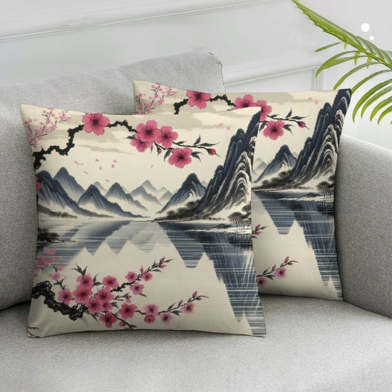 Ulloord Throw Pillow Covers Stylish Mountain Painting Square Pillowcase for Home Decor Sofa Car Bedroom Pillow case