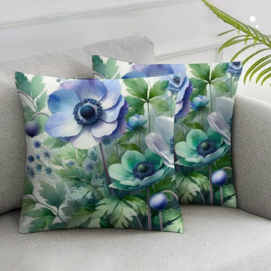 Ulloord Throw Pillow Covers Blue Pink Flowers in in Spring Square Pillowcases for Home Decor Sofa Car Bedroom Pillow case