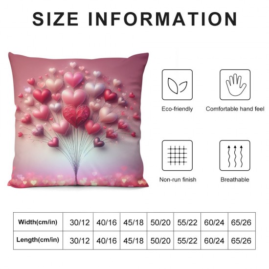 Ulloord Throw Pillow Covers Valentine's Day Red Love Balloon Square Pillowcase for Home Decor Sofa Car Bedroom Pillow case