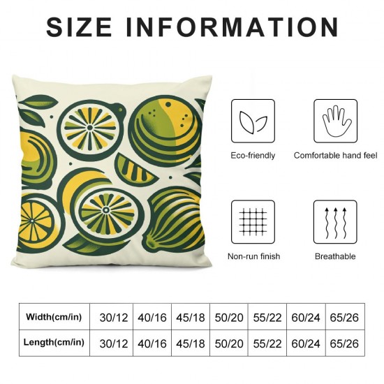 Ulloord Throw Pillow Covers Yellow Fruit Design Square Pillowcase for Home Decor Sofa Car Bedroom Pillow case