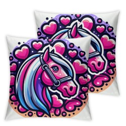 Ulloord Throw Pillow Covers Pink Valentine's Day Horse with Heart Square Pillowcase for Home Decor Sofa Car Bedroom Pillow case