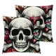 Ulloord Skull Pillowcases Colorful Rose Flower Skull in Dark Style Pillow Case Decorative Throw Pillow Cover for Home Sofa Office