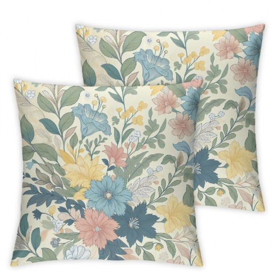 Ulloord Square Throw Pillow Covers Lemon with Vintage Flower Pillow Cases Decorative for Home Bedroom Sofa Pillowcases Standard Size