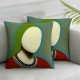 Ulloord Abstract Woman Face Design Throw Pillow Covers Aesthetic Green Red Pattern Background Artistic Painting Pillow Case Pillowcases for Home Decor Sofa Outdoor