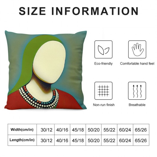 Ulloord Abstract Woman Face Design Throw Pillow Covers Aesthetic Green Red Pattern Background Artistic Painting Pillow Case Pillowcases for Home Decor Sofa Outdoor