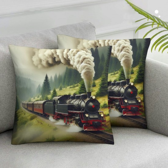 Ulloord Square Throw Pillow Covers on Track in Pillow Cases Decorative for Home Bedroom Sofa Beautiful Natural Landscape Design Pillowcases Standard Size