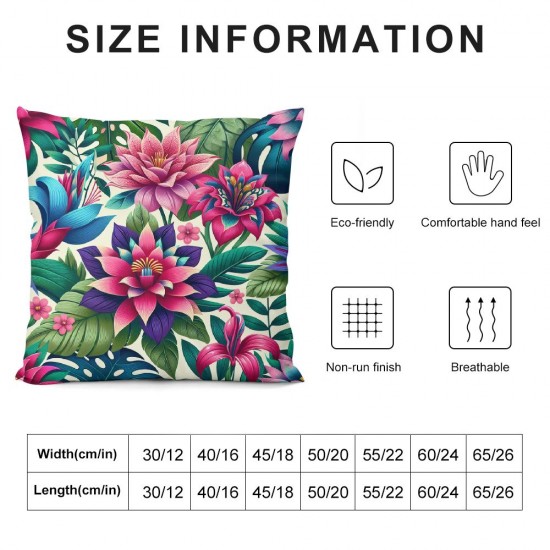 Ulloord Forest Colorful Flowers Throw Pillow Covers Wild Floral Painitng Pillow Case Pillowcases for Home Decor Sofa Outdoor