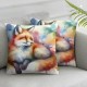 Ulloord Square Throw Pillow Covers Watercolor Fox and Painting Pillow Cases Decorative for Home Bedroom Sofa Pillowcases Standard Size