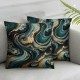 Ulloord Marble Green Gold Pillowcases Watercolor Art Design Pillow Case Decorative Throw Pillow Cover for Home Sofa Office