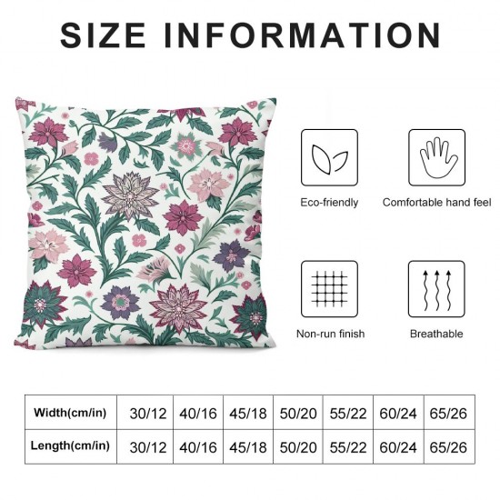 Ulloord Cute Colorful Flowers Pillowcases Watercolor Spring Natural Floral Art Painting Pillow Case Decorative Throw Pillow Cover for Home Sofa Office