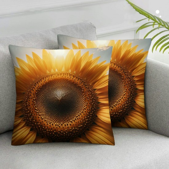 Ulloord Beautiful Sunflower Pillowcases Yellow Petals Wild Floral Art Painting Pillow Case Decorative Throw Pillow Cover for Home Sofa Office