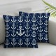 Square Throw Pillow Covers White Pillow Cases Decorative for Home Bedroom Sofa Nautical Theme Simple Blue Background Painting Pillowcases Standard Size