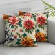 Ulloord Square Throw Pillow Covers Gray Brown Dogs Colorful Flowers Pillow Cases Decorative for Home Bedroom Sofa Floral Seamless Pattern Design Pillowcases Standard Size