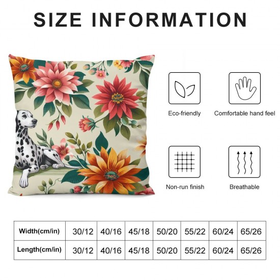 Ulloord Square Throw Pillow Covers Gray Brown Dogs Colorful Flowers Pillow Cases Decorative for Home Bedroom Sofa Floral Seamless Pattern Design Pillowcases Standard Size