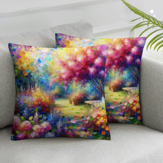 Ulloord Square Throw Pillow Covers Beautiful Colorful Flowers Pillow Cases Decorative for Home Bedroom Sofa Floral Creative Painting Pillowcases Standard Size