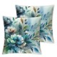 Ulloord Square Throw Pillow Covers Watercolor Blue Flowers Pillow Cases Decorative for Home Bedroom Sofa Beautiful Floral Spring Natural Painting Pillowcases Standard Size