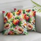 Ulloord Square Throw Pillow Covers Pink Peaches Pillow Cases Decorative for Home Bedroom Sofa Sweet Fruits with Green Leaves Art Design Pillowcases Standard Size