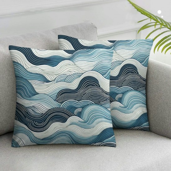 Ulloord Square Throw Pillow Covers Gradient Blue Marble Texture Design Pillow Cases Decorative for Home Bedroom Sofa Natural Stone Surface Creative Print Pillowcases Standard Size