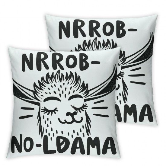 Ulloord Square Throw Pillow Covers Cute Smiling Llama Pillow Cases Decorative for Home Bedroom Sofa Cartoon Animal Grey Background Hand Drawn Painting Pillowcases Standard Size