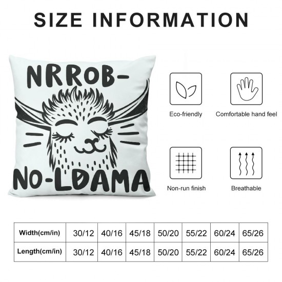 Ulloord Square Throw Pillow Covers Cute Smiling Llama Pillow Cases Decorative for Home Bedroom Sofa Cartoon Animal Grey Background Hand Drawn Painting Pillowcases Standard Size