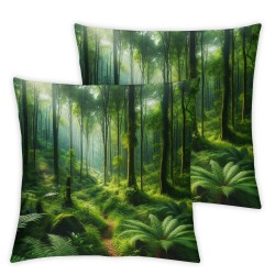 Ulloord Square Throw Pillow Covers Forest Jungle Green Trees Plants Beautiful Natural Landscape Design Pillow Cases Decorative for Home Bedroom Sofa Pillowcases Standard Size