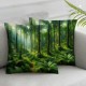 Ulloord Square Throw Pillow Covers Forest Jungle Green Trees Plants Beautiful Natural Landscape Design Pillow Cases Decorative for Home Bedroom Sofa Pillowcases Standard Size