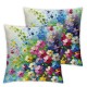 Square Throw Pillow Covers Beautiful Colorful Pillow Cases Decorative for Home Bedroom Sofa Floral Painting Pillowcases Standard Size