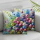 Square Throw Pillow Covers Beautiful Colorful Pillow Cases Decorative for Home Bedroom Sofa Floral Painting Pillowcases Standard Size