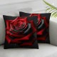 Ulloord Square Throw Pillow Covers Grey Rose and Red Rose Pillow Cases Decorative for Home Bedroom Sofa Wild Flowers with Leaves Romantic Floral Design Pillowcases Standard Size