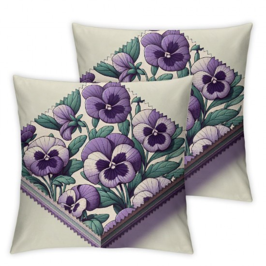 Square Throw Pillow Covers Beautiful Purple Flowers Pillow Cases Decorative for Bedroom Sofa Nature Floral with Design Pillowcases Standard Size