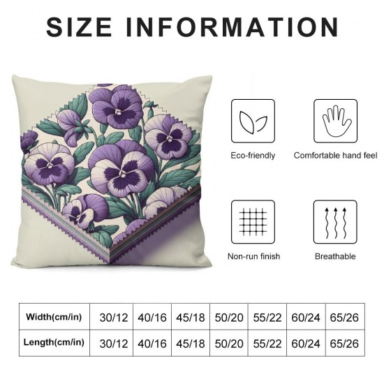 Square Throw Pillow Covers Beautiful Purple Flowers Pillow Cases Decorative for Bedroom Sofa Nature Floral with Design Pillowcases Standard Size