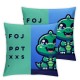 Square Throw Pillow Covers Little Cute Animal Green Yellow saur Pillow Cases Decorative for Home Bedroom Sofa Pillowcases Standard Size