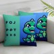 Square Throw Pillow Covers Little Cute Animal Green Yellow saur Pillow Cases Decorative for Home Bedroom Sofa Pillowcases Standard Size