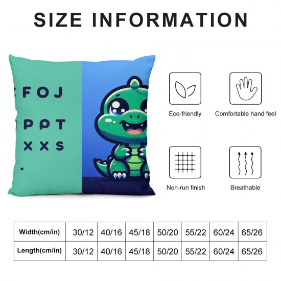 Square Throw Pillow Covers Little Cute Animal Green Yellow saur Pillow Cases Decorative for Home Bedroom Sofa Pillowcases Standard Size